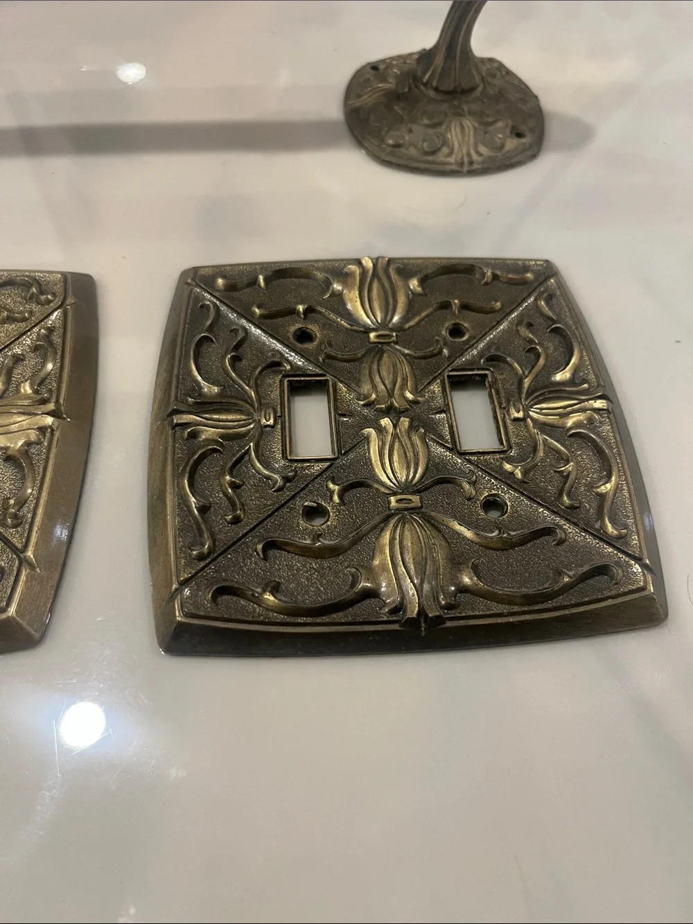 Vintage Brass-Tone Wall Hook & Decorative Hardware Set